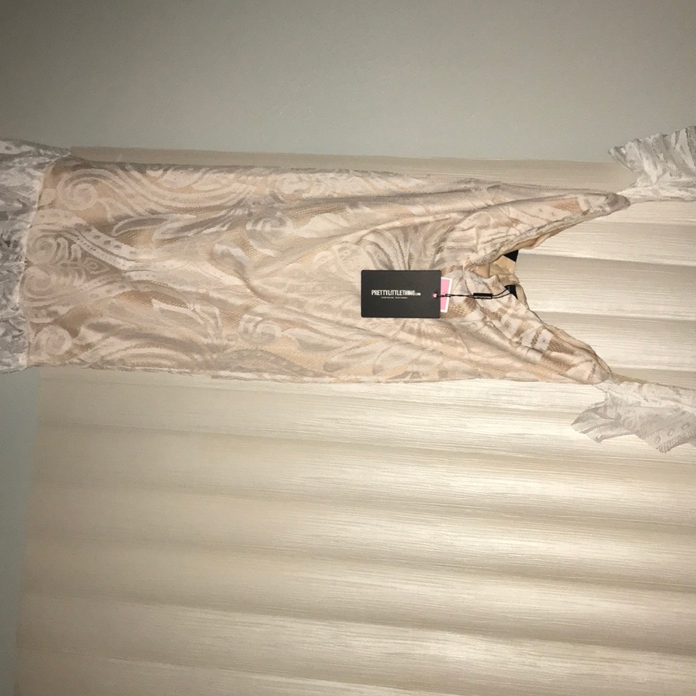 White Bardot Lace Frill Hem Midi Dress size 12